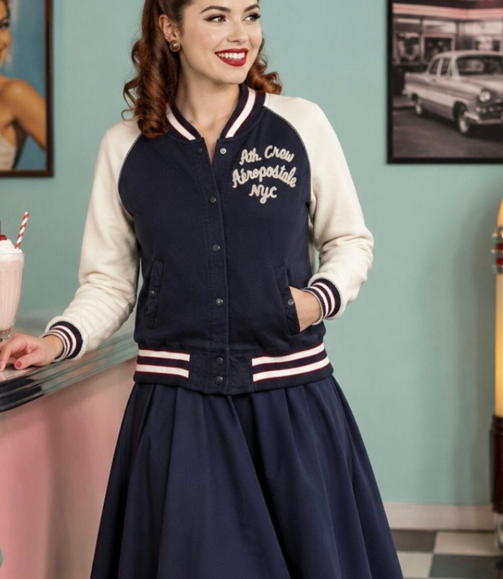 Aeropostale varsity bomber jacket lightweight spell out logo collegiate preppy M